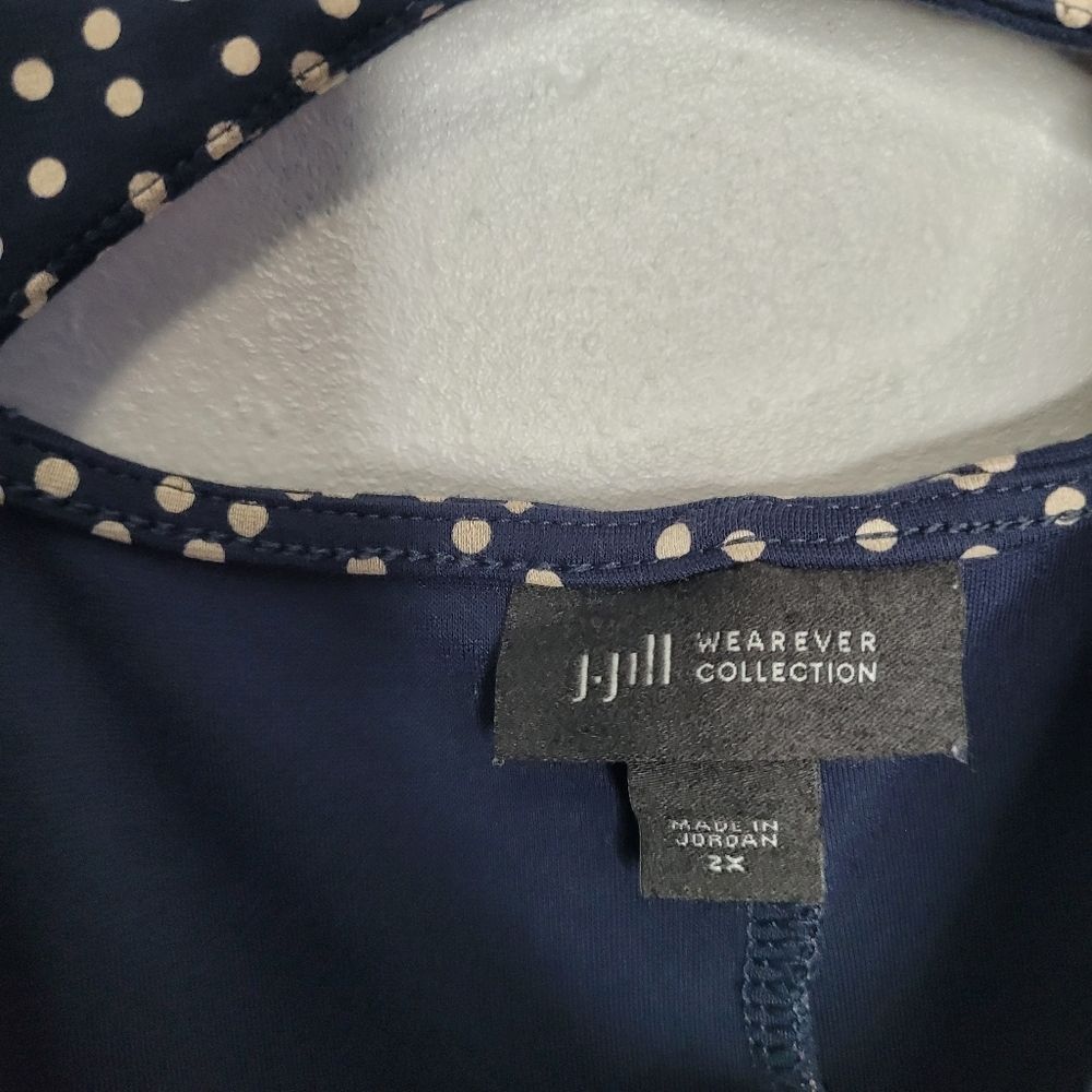 J. Jill Wearever collection navy beige polka-dot stretch plus size maxi dress 2x - Picture 3 of 6